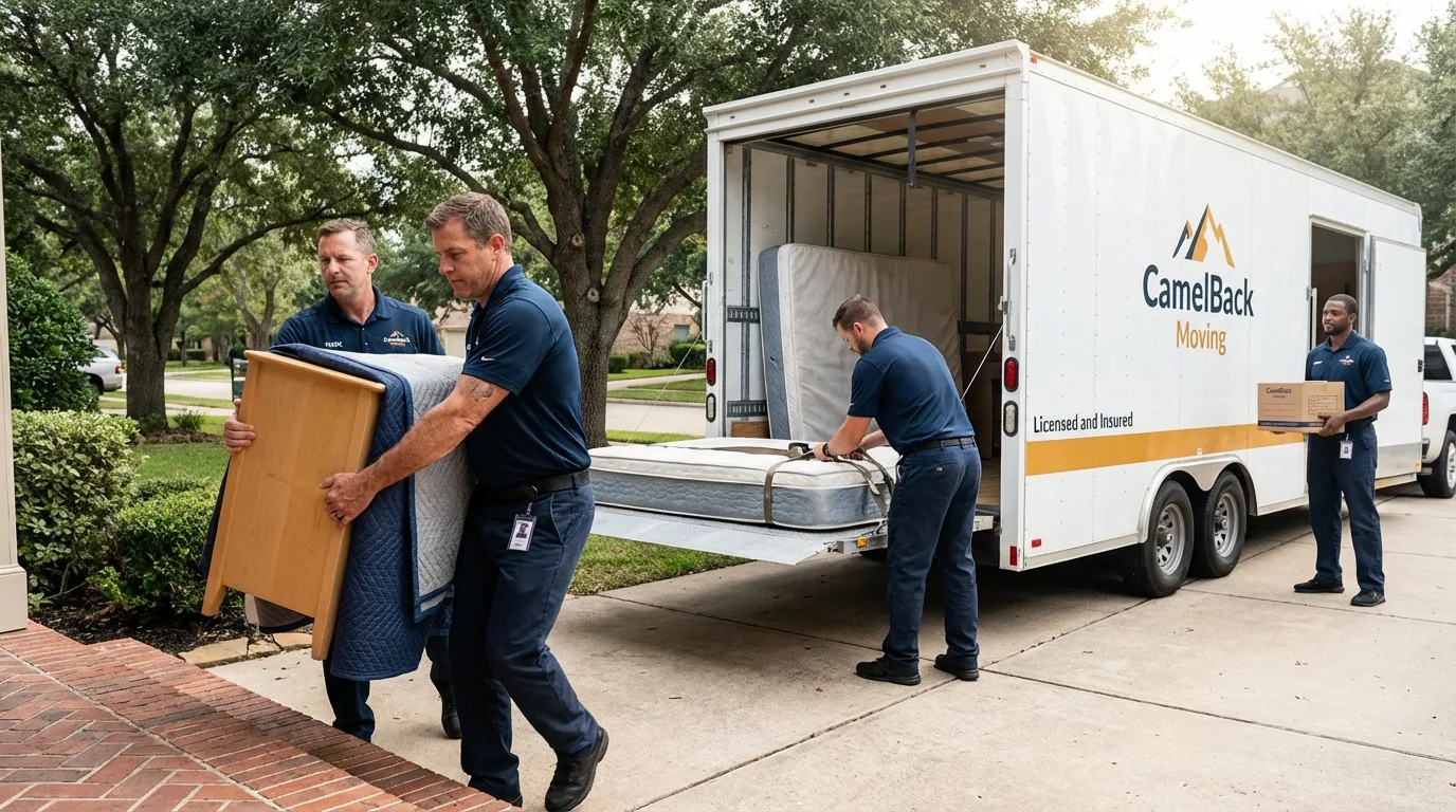 Crew loading residential truck for cross-state move from Manor, PA