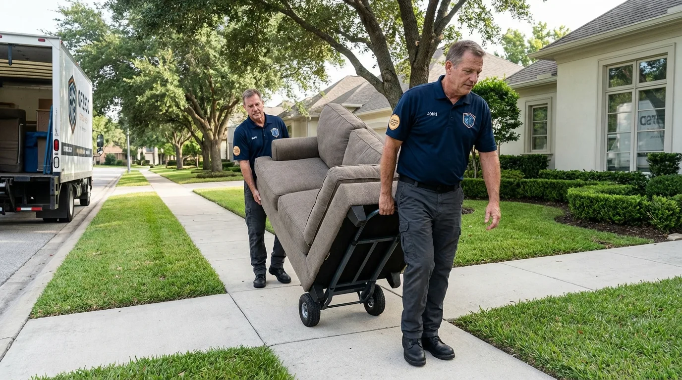 Local residential moving crew loading furniture in Manor, PA
